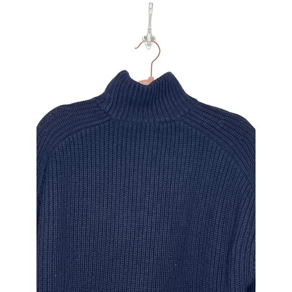 COS Navy Blue Oversized Heavy 100% Wool Knit High Neck Pullover Sweater Size S - Picture 5 of 9